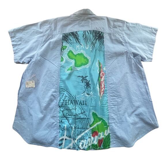 NWT Free People blue Hawaiian top button down spring summer tropical floral XL - Picture 5 of 12